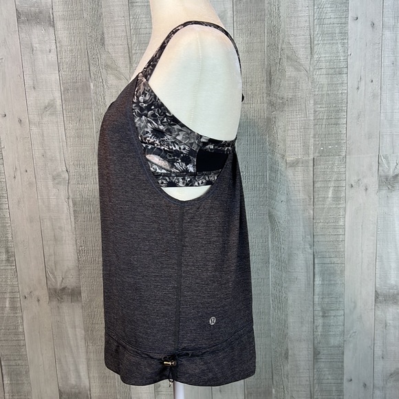 Lululemon Rest Less Tank Top in Gray Flowabunga black floral bra,‎ size 6 est. - Picture 4 of 7